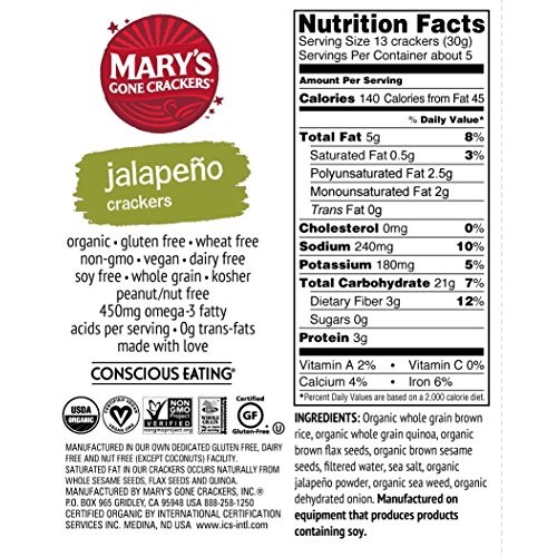 Marys Gone Crackers Organic Hot N Spicy Jalapeno, 5.5 Ounce