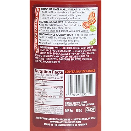 Master Of Mixes Blood Orange Margarita Drink Mix, Ready To Use