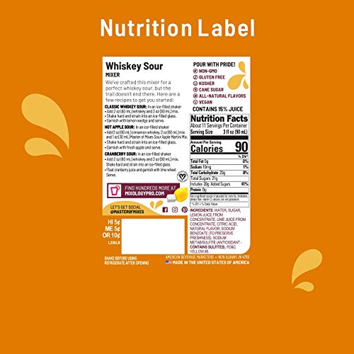Master Of Mixes Whiskey Sour Drink Mix, Ready To Use, 1 Liter Bo