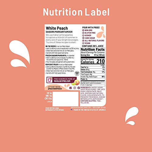 Master Of Mixes White Peach Daiquiri / Margarita Drink Mix, Read