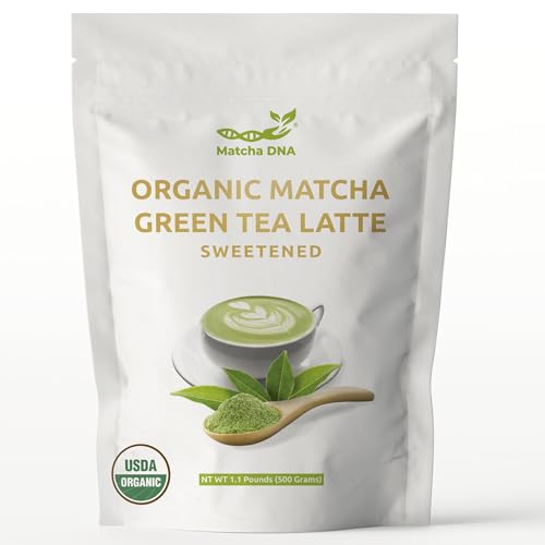 MatchaDNA Sweetened Matcha Powder - Matcha Latte Mix - Unprocess...