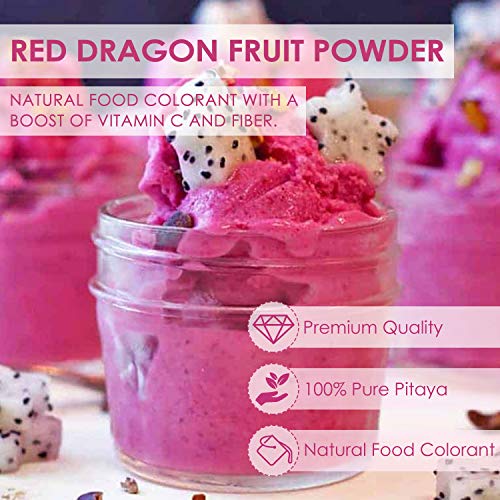 Freeze Dried Dragon Fruit Powder 8oz - All-Natural Pitaya Powder...