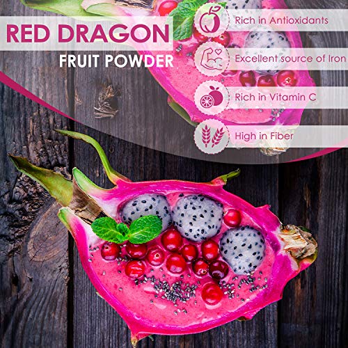 Freeze Dried Dragon Fruit Powder 8oz - All-Natural Pitaya Powder...