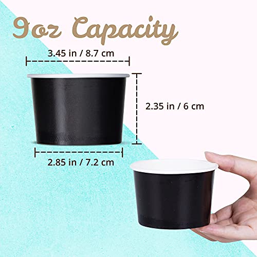 MATICAN Paper Ice Cream Cups, 100-Pack 9-oz Disposable Dessert B...