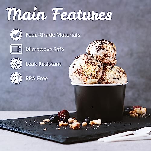MATICAN Paper Ice Cream Cups, 100-Pack 9-oz Disposable Dessert B...