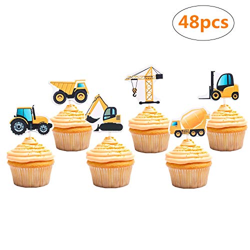 Construction Cupcake Toppers Dump Truck Tractor Excavator Car De