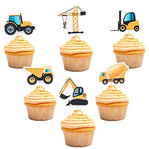 Construction Cupcake Toppers Dump Truck Tractor Excavator Car De