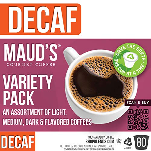 Mauds Decaf Coffee Variety Pack, 80Ct. Recyclable Single Serve