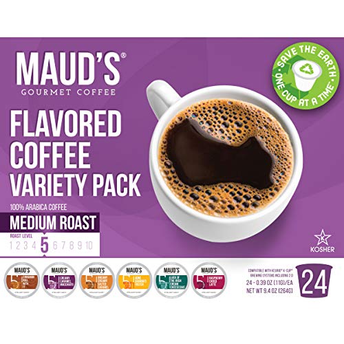 Mauds Flavored Coffee Sampler Variety Pack 6 Flavors, 24Ct. S