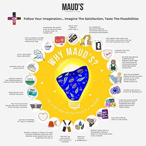 Mauds Flavored Coffee Sampler Variety Pack 6 Flavors, 24Ct. S