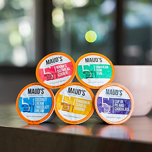 Mauds Flavored Coffee Sampler Variety Pack 6 Flavors, 24Ct. S