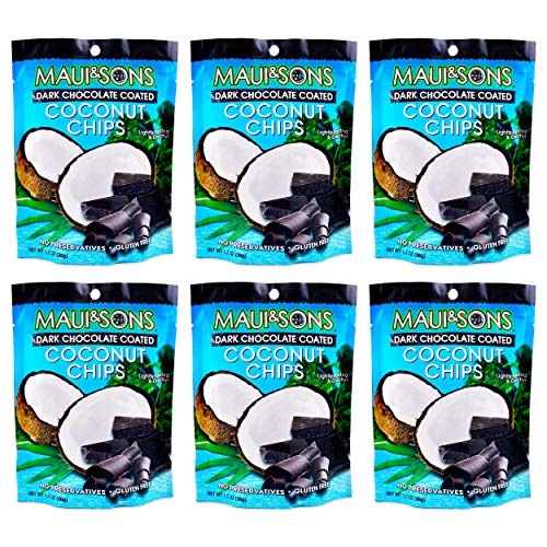 Maui &Amp; Sons Dark Chocolate Coated Coconut Chips 6 Bags 1.2 Oz