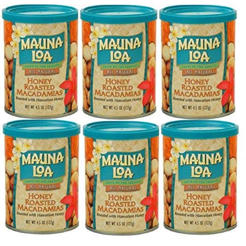 Mauna Loa Macadamia Nuts 6 Can Gift Box Honey, Dry, And Classic