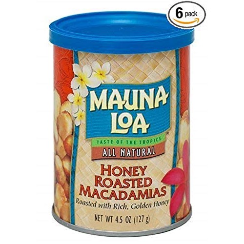 Mauna Loa Macadamia Nuts 6 Can Gift Box Honey, Dry, and