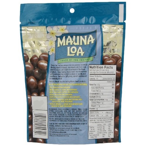 Mauna Loa Macadamias, Milk Chocolate, 6-Ounce Bags Pack Of 4