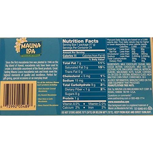 Mauna Loa Milk Chocolate Macadamias, 0.6-Ounce Triangle Pack Pa