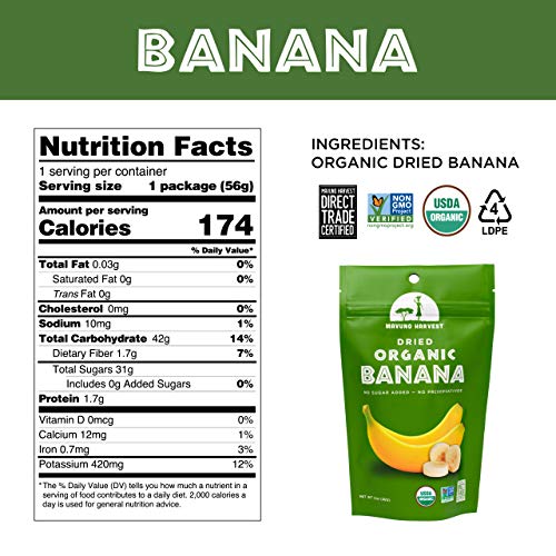 Mavuno Harvest Direct Trade Organic Dried Fruit, Banana, 3 Count