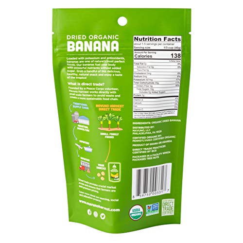 Mavuno Harvest Direct Trade Organic Dried Fruit, Banana, 3 Count