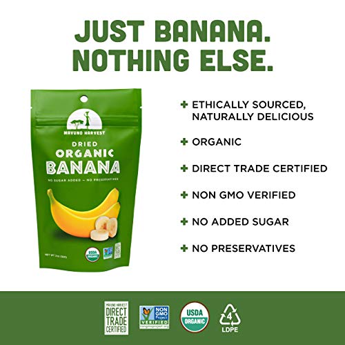 Mavuno Harvest Direct Trade Organic Dried Fruit, Banana, 3 Count