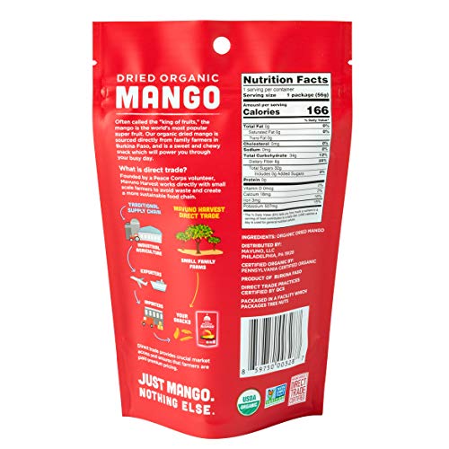 Mavuno Harvest Direct Trade Organic Dried Fruit, Mango, 3 Count