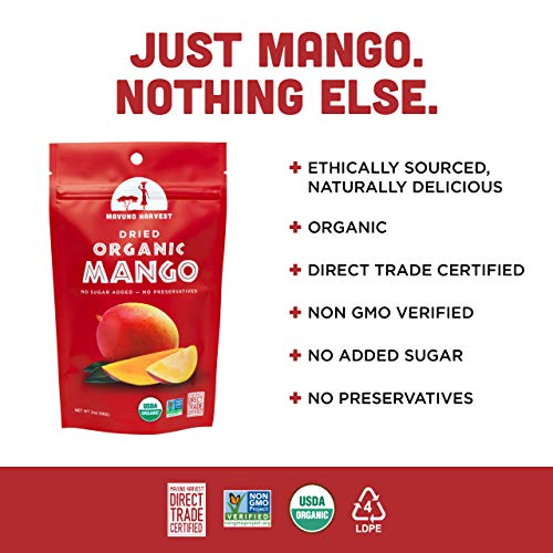 Mavuno Harvest Direct Trade Organic Dried Fruit, Mango, 3 Count