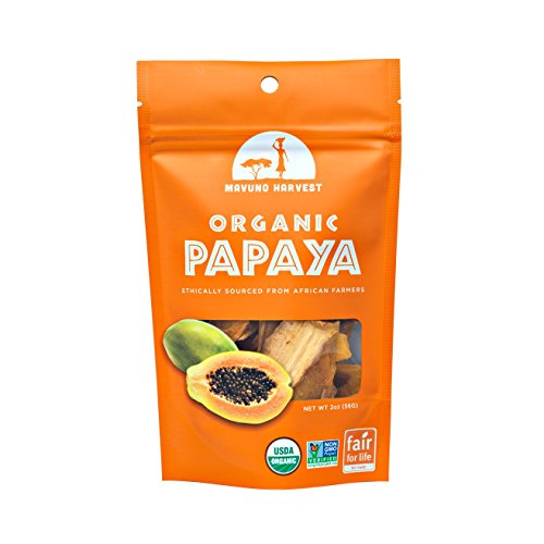 Mavuno Harvest Direct Trade Organic Dried Fruit, Papaya, 3 Count