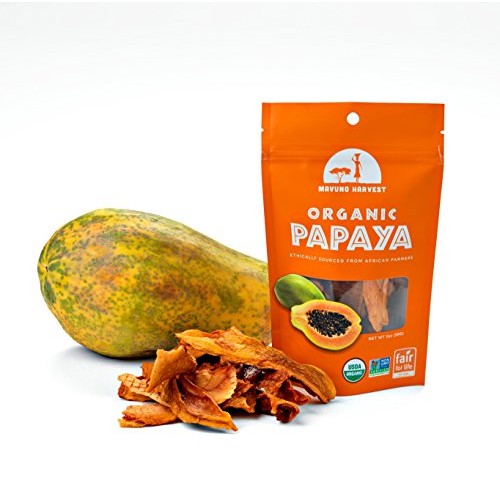 Mavuno Harvest Direct Trade Organic Dried Fruit, Papaya, 3 Count