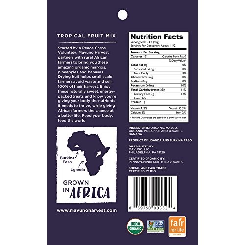 Mavuno Harvest Direct Trade Organic Dried Fruit, Tropical Mix, 3