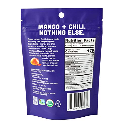 Mavuno Harvest Organic Chewy Fruit Bites, Mango Chili, 1.94 Oz/B