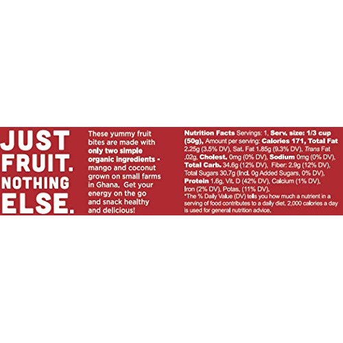 Mavuno Harvest Organic Chewy Fruit Bites, Mango Coconut, 8 Count