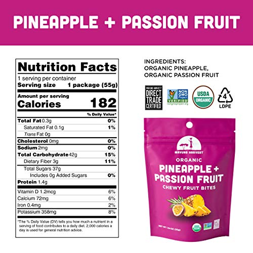 Mavuno Harvest Organic Chewy Fruit Bites, Pineapple Cinnamon, 1.