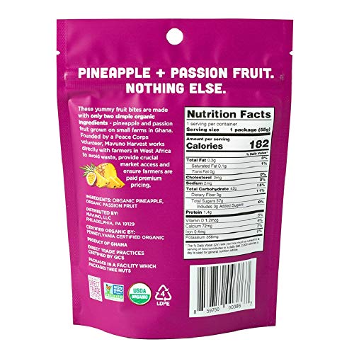 Mavuno Harvest Organic Chewy Fruit Bites, Pineapple Cinnamon, 1.