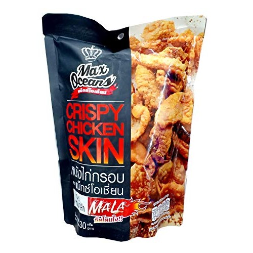 Max Oceans Brand, Crispy Chicken Skin Mala Flavor 30G X 4 Pack