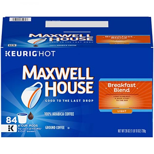 Maxwell House Breakfast Blend Keurig K Cup Coffee Pods, 84 Count