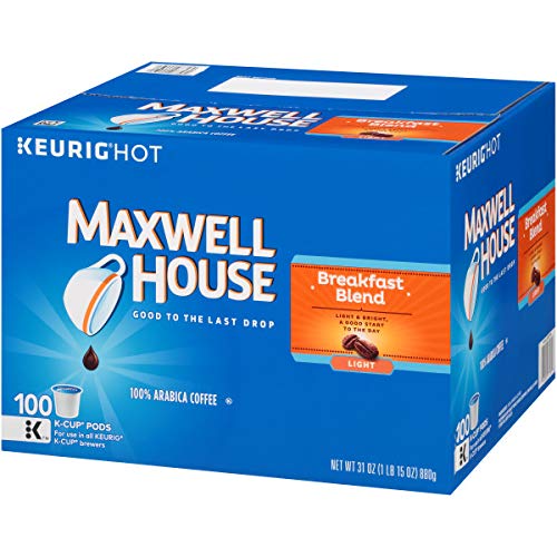 Maxwell House Breakfast Blend Coffee, K-Cup Pods,100 Count