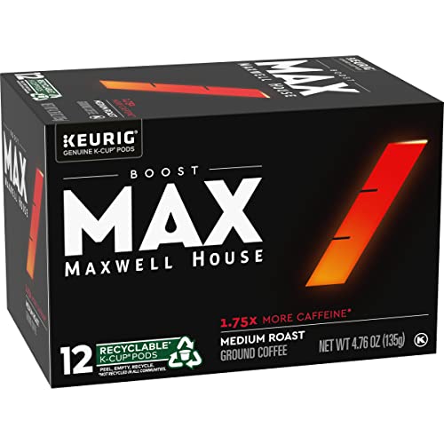 Maxwell House MAX Boost 1.75x Caffeine Medium Roast K-Cup Coffee...