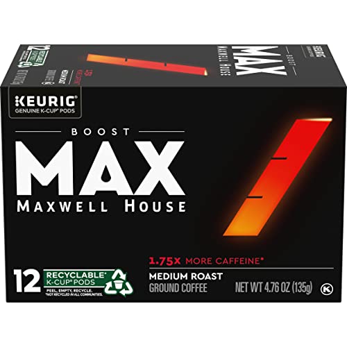 Maxwell House MAX Boost 1.75x Caffeine Medium Roast K-Cup Coffee...