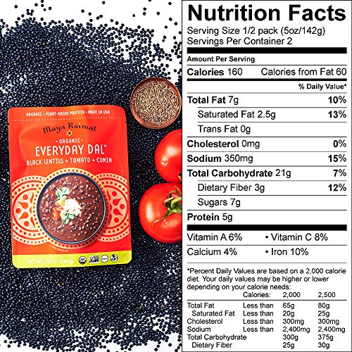 Maya Kaimal Organic Indian Black Lentil Everyday Dal, 10 Oz Pac