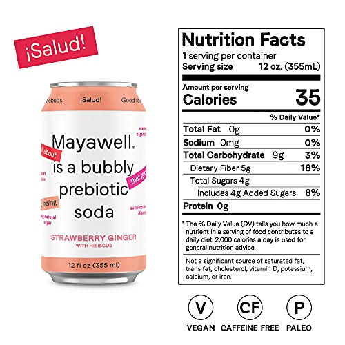 Mayawell Bubbly Prebiotic Soda - Strawberry Hibiscus With Ginger