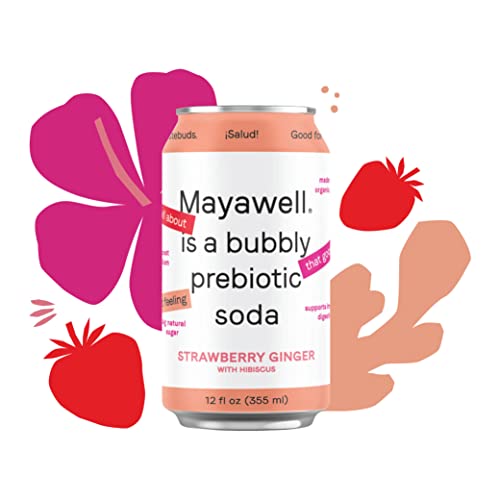Mayawell Bubbly Prebiotic Soda - Strawberry Hibiscus With Ginger