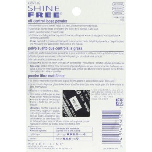 Maybelline New York Shine Free Oil-Control Loose Powder, Medium,