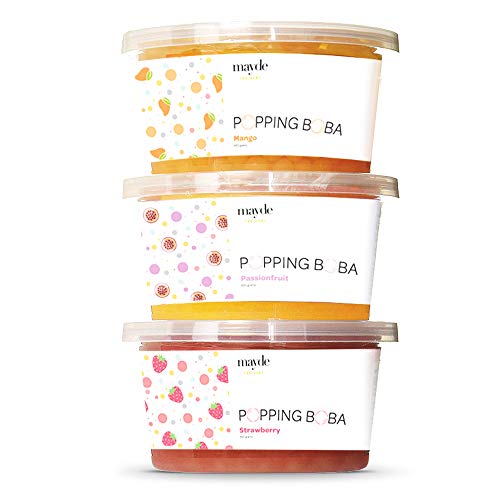 Mayde Bursting Popping Boba Pearls, Strawberry, Mango, Passion F