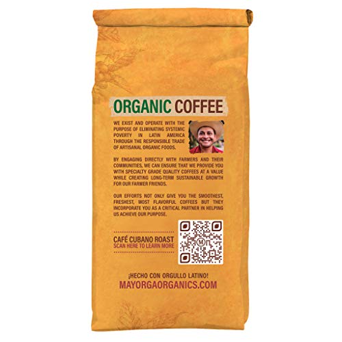 Mayorga Organics Café Cubano, Dark Roast Whole Bean Coffee, 12Oz