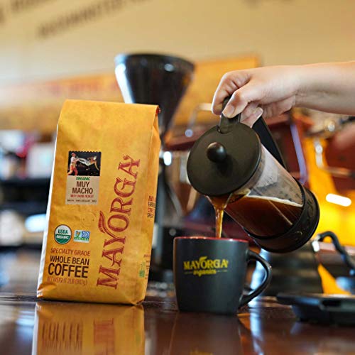2Lb Mayorga Organics Muy Macho, Extra Dark Roast, Bold, Whole Be