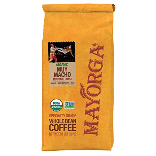 2Lb Mayorga Organics Muy Macho, Extra Dark Roast, Bold, Whole Be