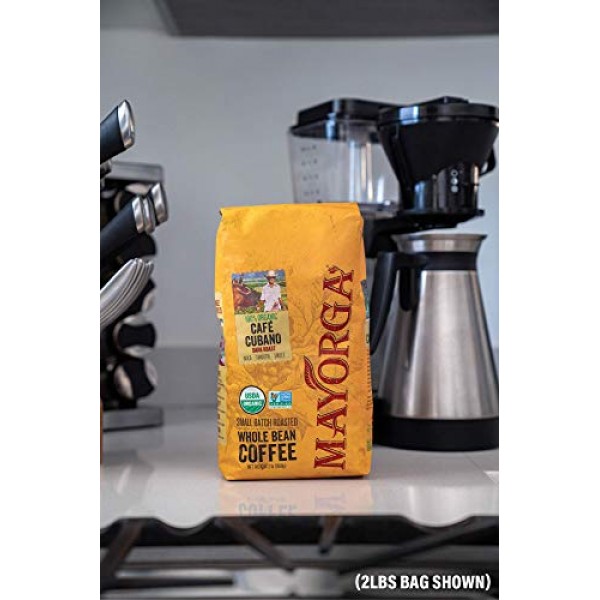 Mayorga Organics Café Cubano, Dark Roast Whole Bean Coffee, 2lbs...