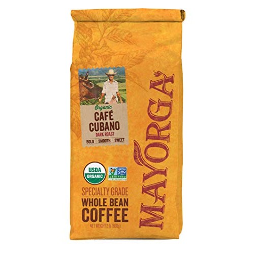 Mayorga Organics Café Cubano, Dark Roast Whole Bean Coffee, 2Lbs