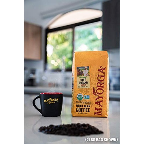 Mayorga Organics Café Cubano, Dark Roast Whole Bean Coffee, 5Lbs