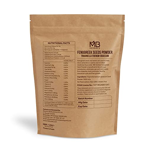 Mb Herbals Fenugreek Seeds Powder 227 Grams | Half Pound | Trigo