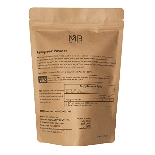 Mb Herbals Fenugreek Seeds Powder 227 Grams | Half Pound | Trigo